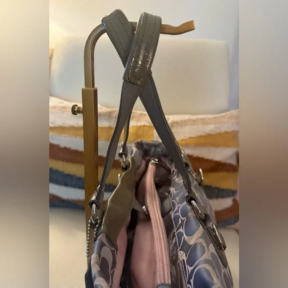 Coach Ashley Signature Sateen Large Satchel Bag Gray Khaki F18450 - Picture 5 of 15